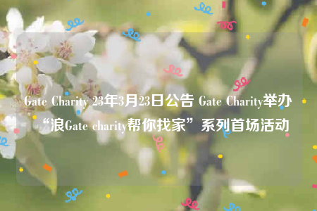 Gate Charity 23年3月23日公告 Gate Charity举办“浪Gate charity帮你找家”系列首场活动-第1张图片-binance下载